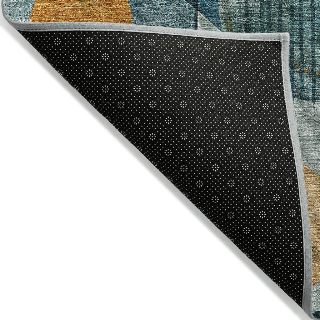 LOOMLAN Rugs Aza Teal Washable Indoor-Outdoor Rug