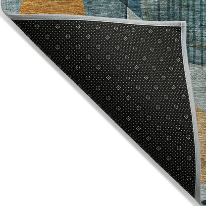 LOOMLAN Rugs Aza Teal Washable Indoor-Outdoor Rug