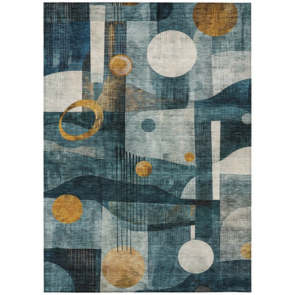 LOOMLAN Rugs Aza Teal Washable Indoor-Outdoor Rug