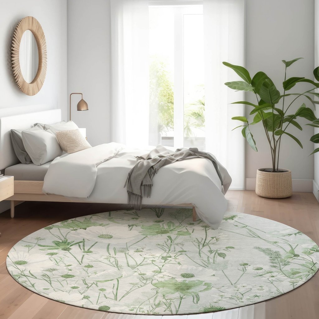 LOOMLAN Rugs Azaleth Green Washable Indoor-Outdoor Rug