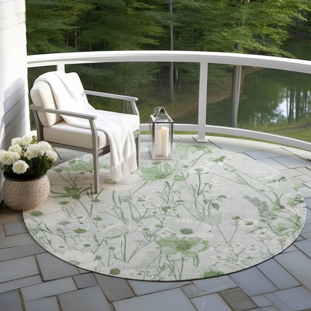 LOOMLAN Rugs Azaleth Green Washable Indoor-Outdoor Rug