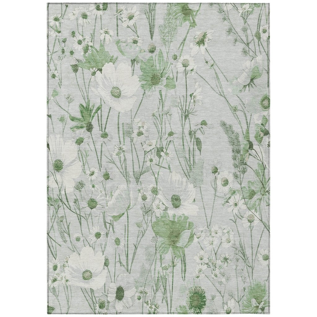 LOOMLAN Rugs Azaleth Green Washable Indoor-Outdoor Rug