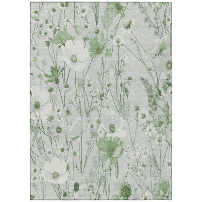 LOOMLAN Rugs Azaleth Green Washable Indoor-Outdoor Rug