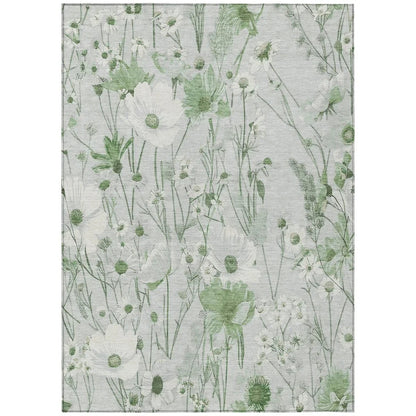 LOOMLAN Rugs Azaleth Green Washable Indoor-Outdoor Rug