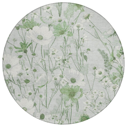 LOOMLAN Rugs Azaleth Green Washable Indoor-Outdoor Rug