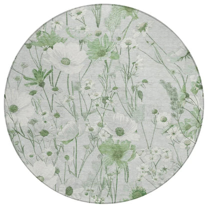 LOOMLAN Rugs Azaleth Green Washable Indoor-Outdoor Rug