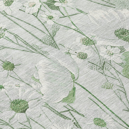 LOOMLAN Rugs Azaleth Green Washable Indoor-Outdoor Rug