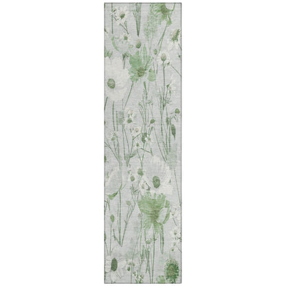 LOOMLAN Rugs Azaleth Green Washable Indoor-Outdoor Rug