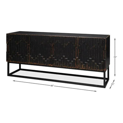 Aztec Black Sideboard Black Buffet for Dining Room - LOOMLAN - Sarreid - Sideboards