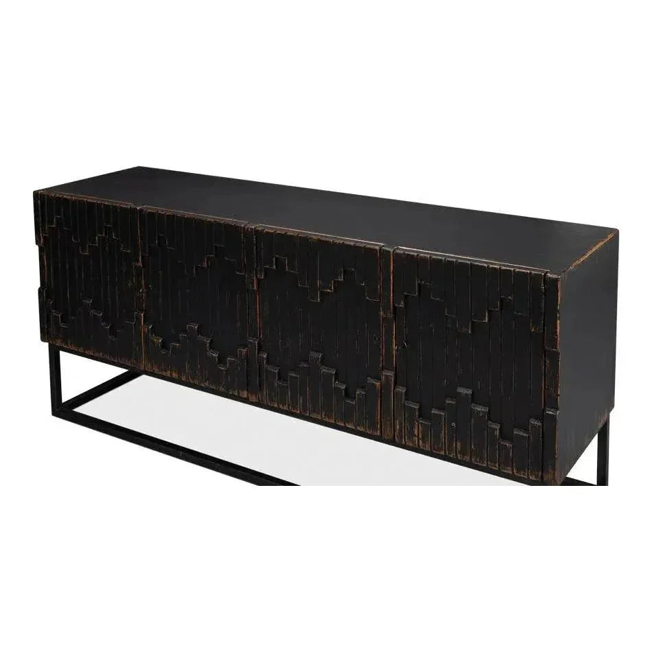 Aztec Black Sideboard Black Buffet for Dining Room - LOOMLAN - Sarreid - Sideboards