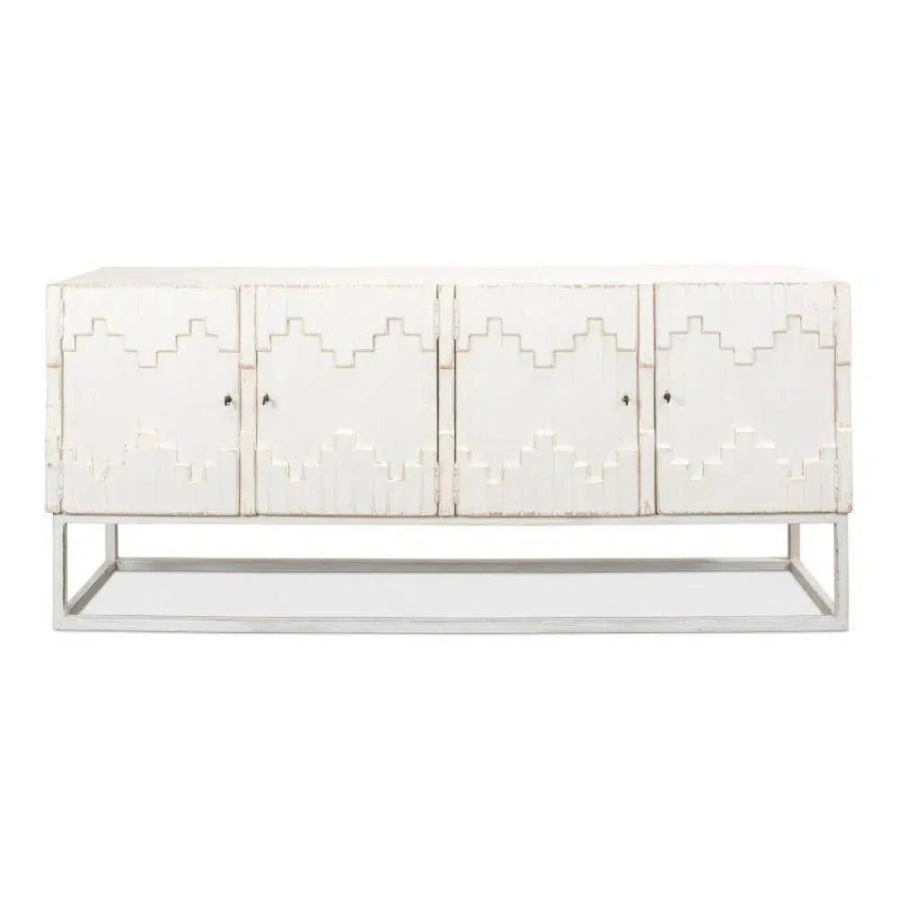 Aztec White Sideboard Black Buffet for Dining Room - LOOMLAN - Sarreid - Sideboards