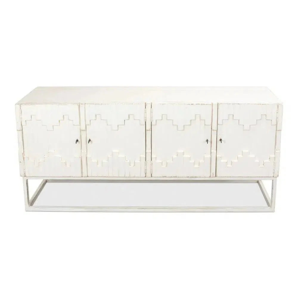 Aztec White Sideboard Black Buffet for Dining Room - LOOMLAN - Sarreid - Sideboards