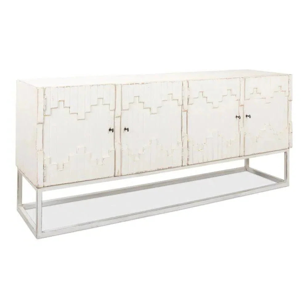 Aztec White Sideboard Black Buffet for Dining Room - LOOMLAN - Sarreid - Sideboards