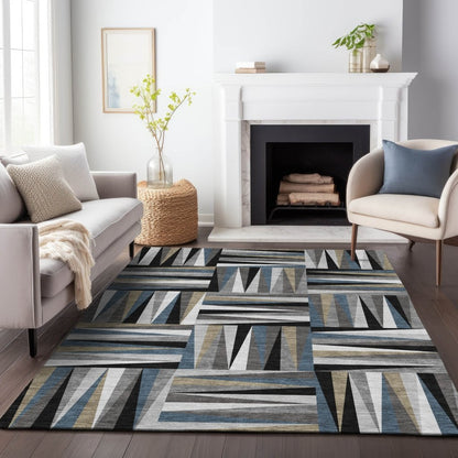 LOOMLAN Rugs Azura Black Washable Indoor-Outdoor Rug