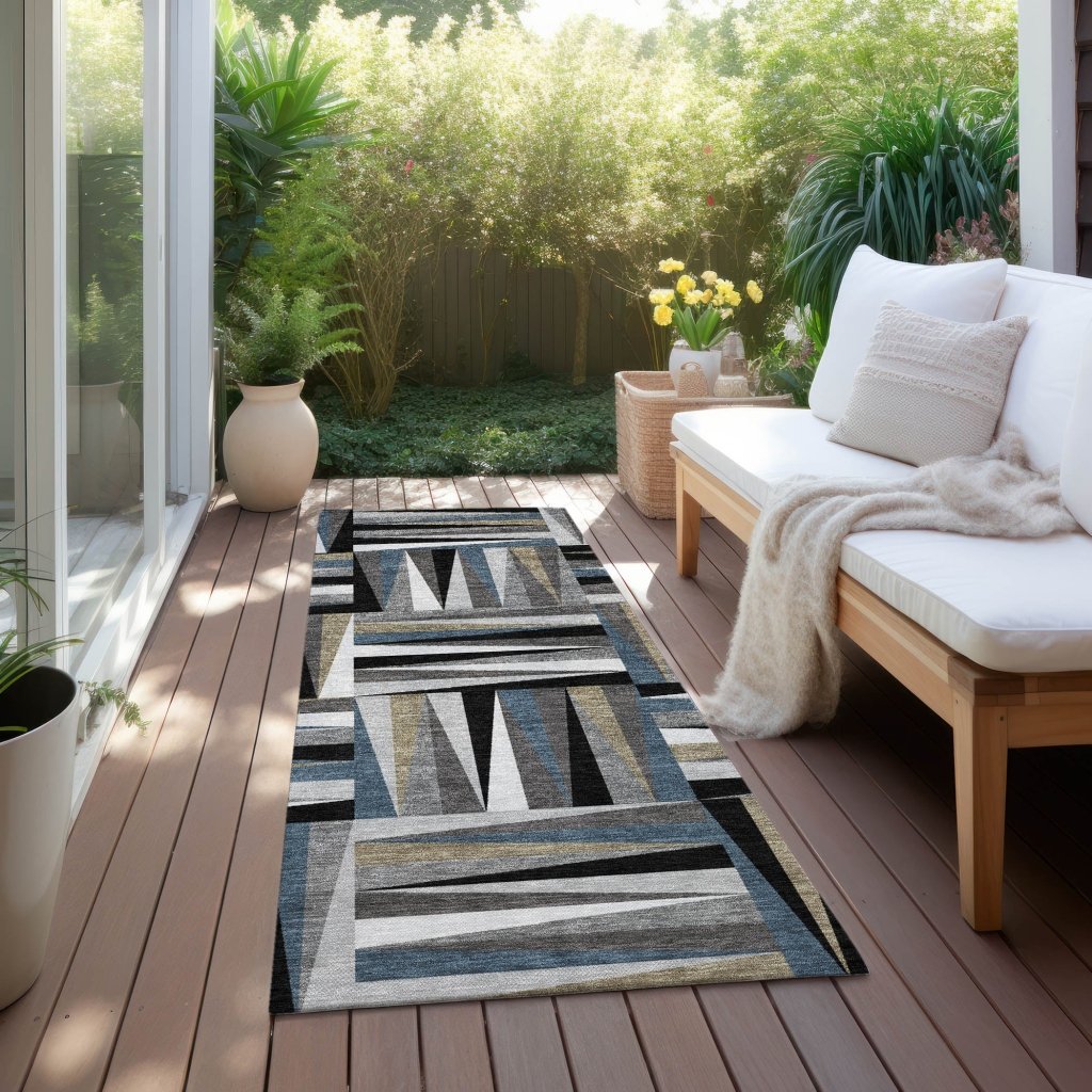LOOMLAN Rugs Azura Black Washable Indoor-Outdoor Rug