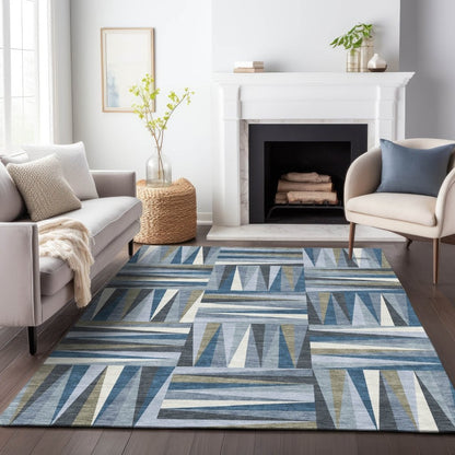 LOOMLAN Rugs Azura Blue Washable Indoor-Outdoor Rug