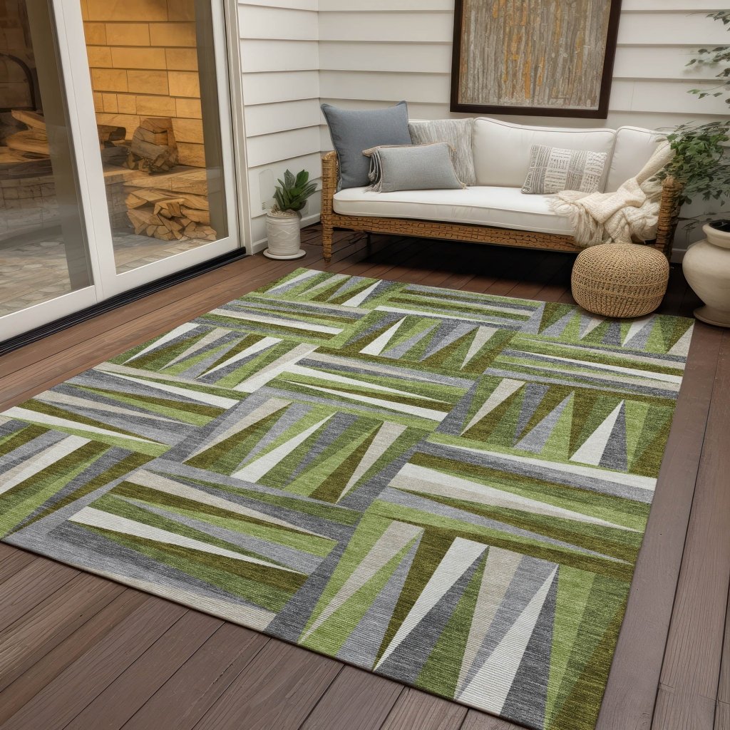 LOOMLAN Rugs Azura Green Washable Indoor-Outdoor Rug
