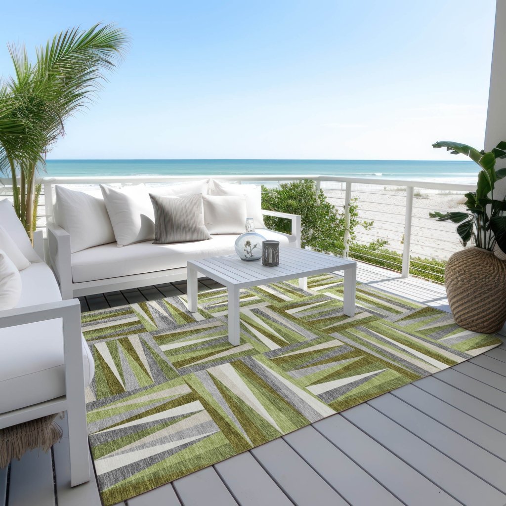 LOOMLAN Rugs Azura Green Washable Indoor-Outdoor Rug