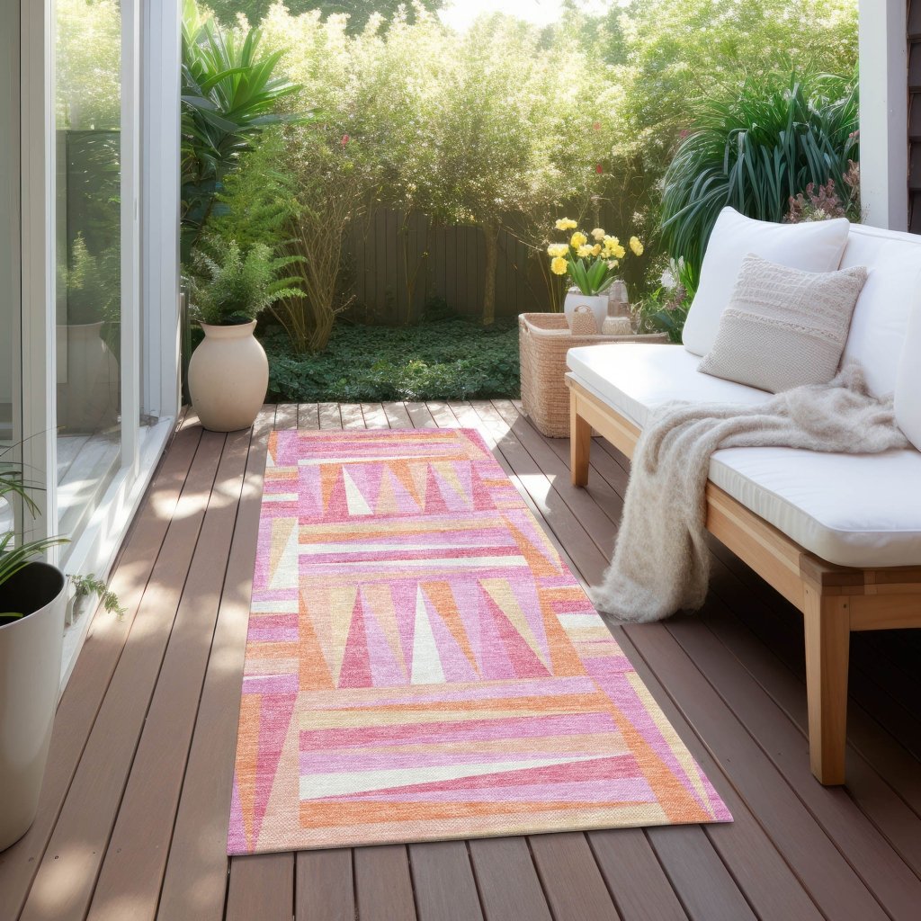 LOOMLAN Rugs Azura Pink Washable Indoor-Outdoor Rug