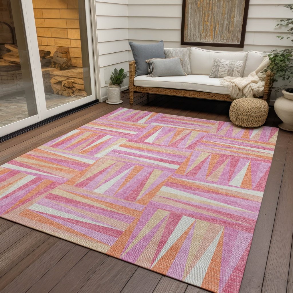 LOOMLAN Rugs Azura Pink Washable Indoor-Outdoor Rug