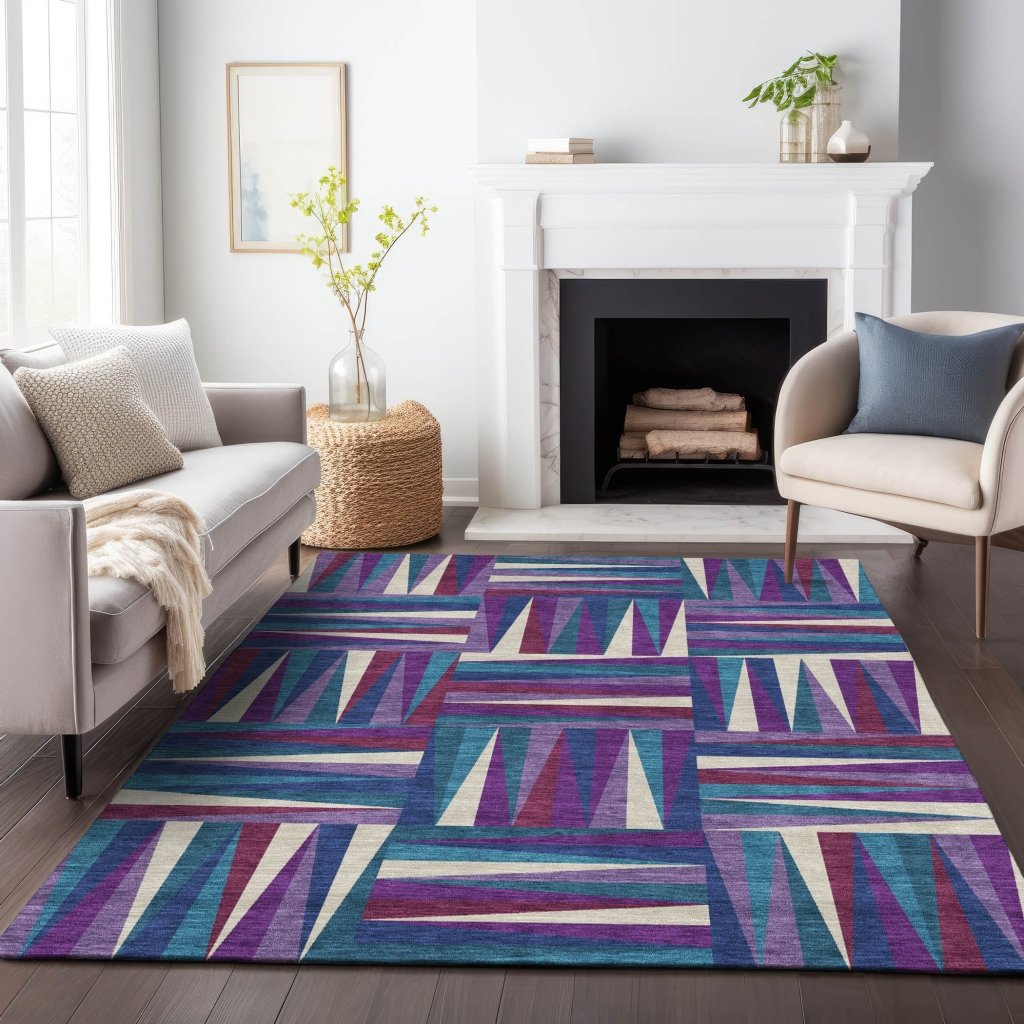 LOOMLAN Rugs Azura Purple Washable Indoor-Outdoor Rug