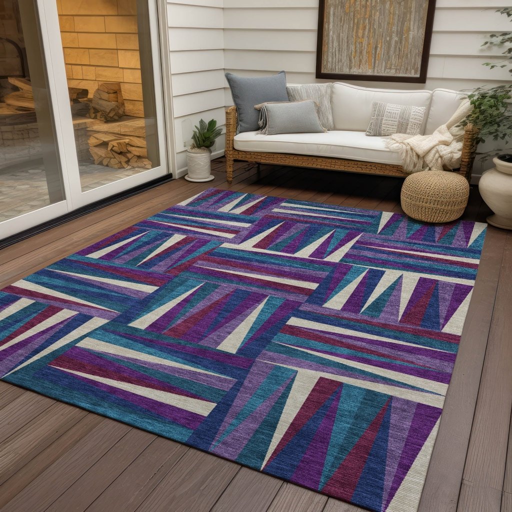 LOOMLAN Rugs Azura Purple Washable Indoor-Outdoor Rug