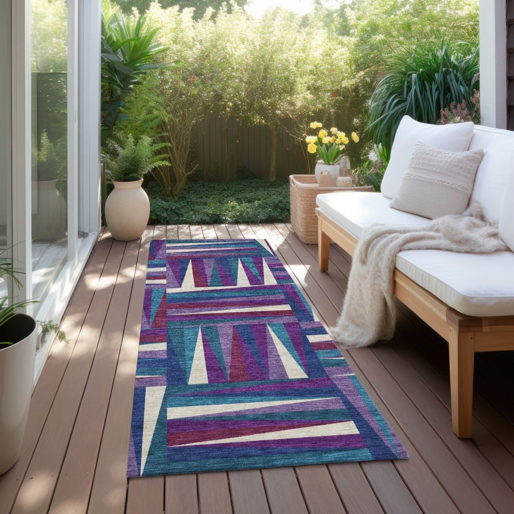 LOOMLAN Rugs Azura Purple Washable Indoor-Outdoor Rug