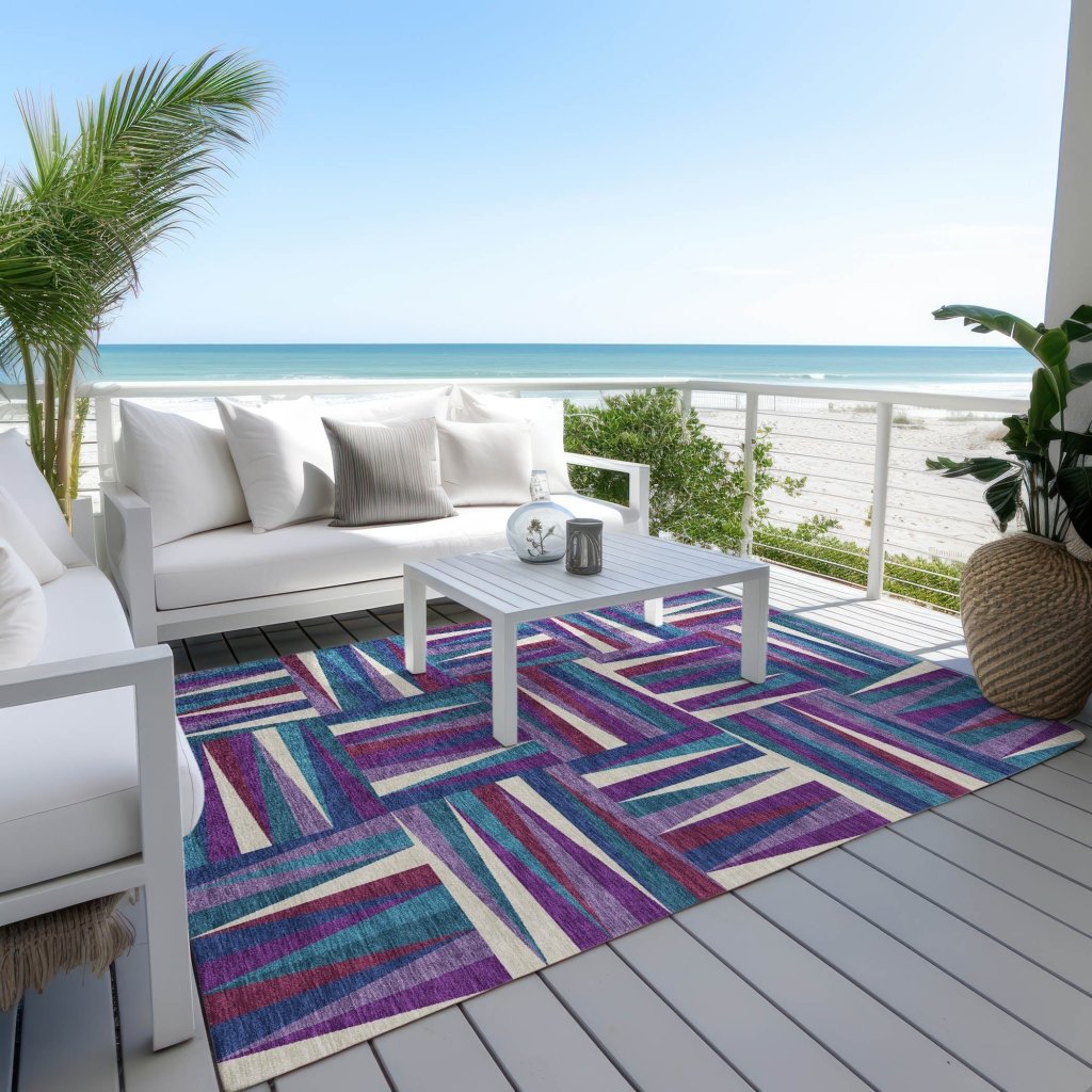 LOOMLAN Rugs Azura Purple Washable Indoor-Outdoor Rug