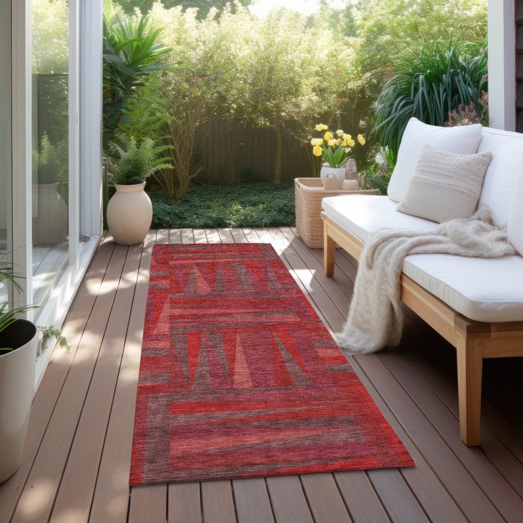 LOOMLAN Rugs Azura Red Washable Indoor-Outdoor Rug