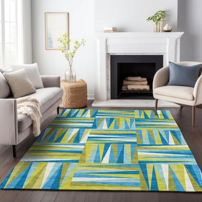 LOOMLAN Rugs Azura Teal Washable Indoor-Outdoor Rug