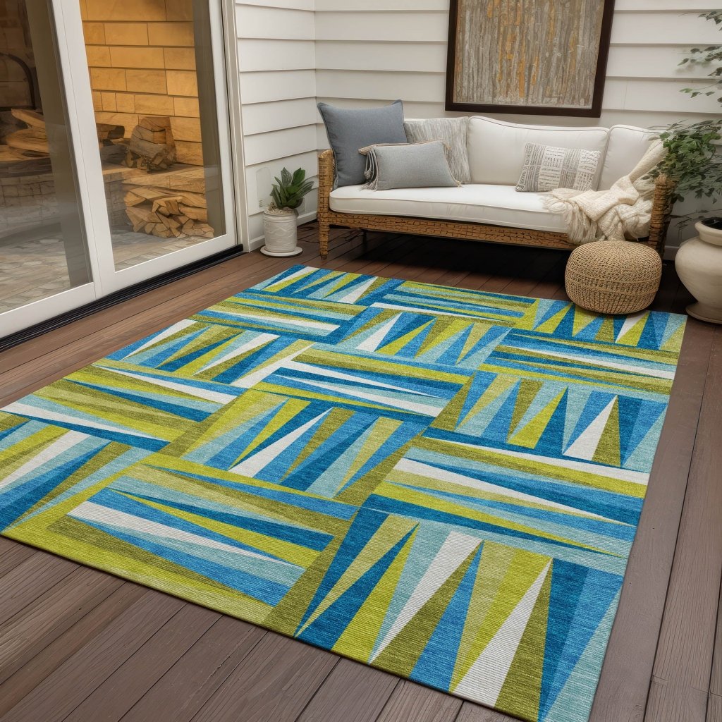 LOOMLAN Rugs Azura Teal Washable Indoor-Outdoor Rug