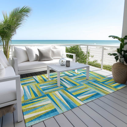 LOOMLAN Rugs Azura Teal Washable Indoor-Outdoor Rug