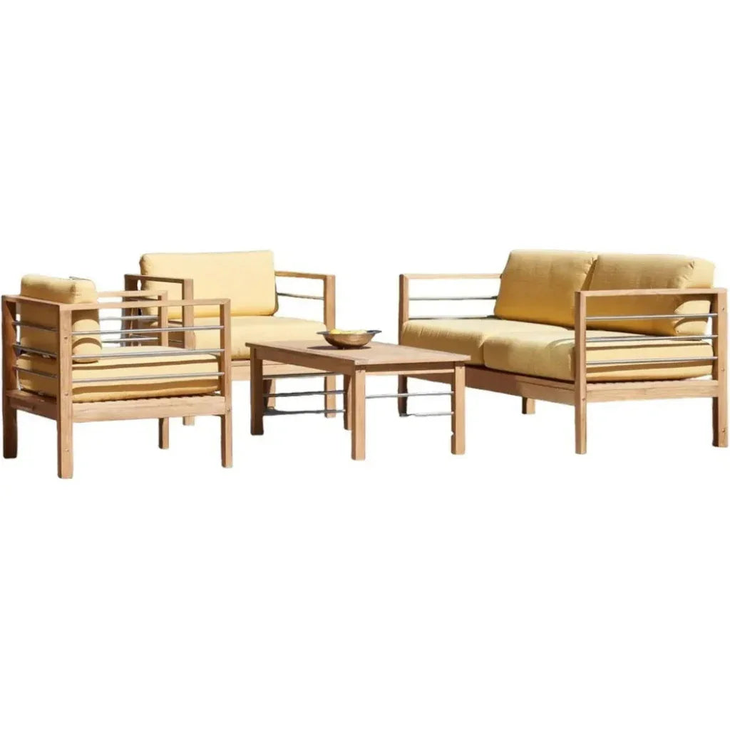 SoHo 4PC Teak Outdoor Patio Deep Set Sunbrella Cushion