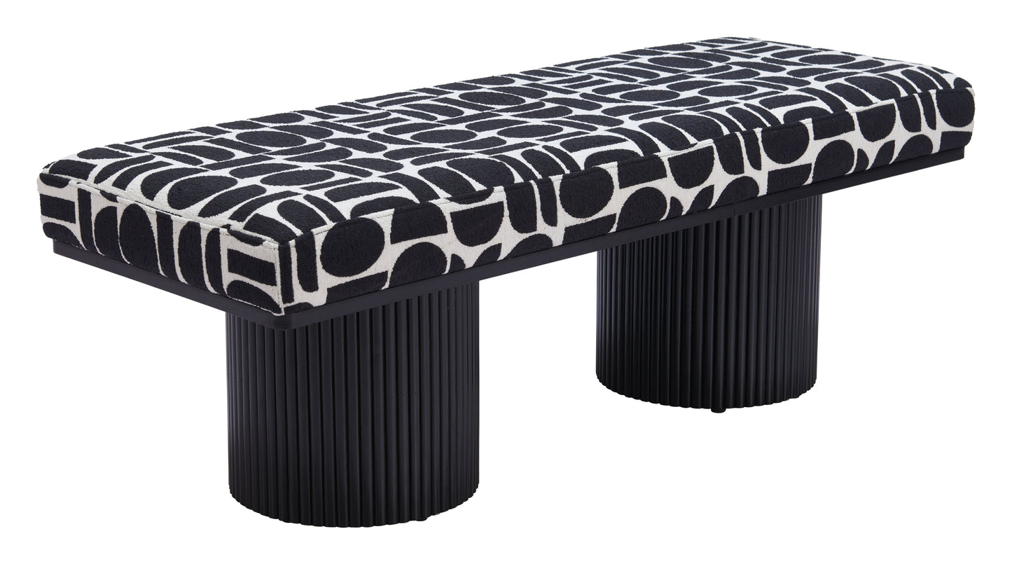 Botoia Wood Black Bench with Plush Fabric