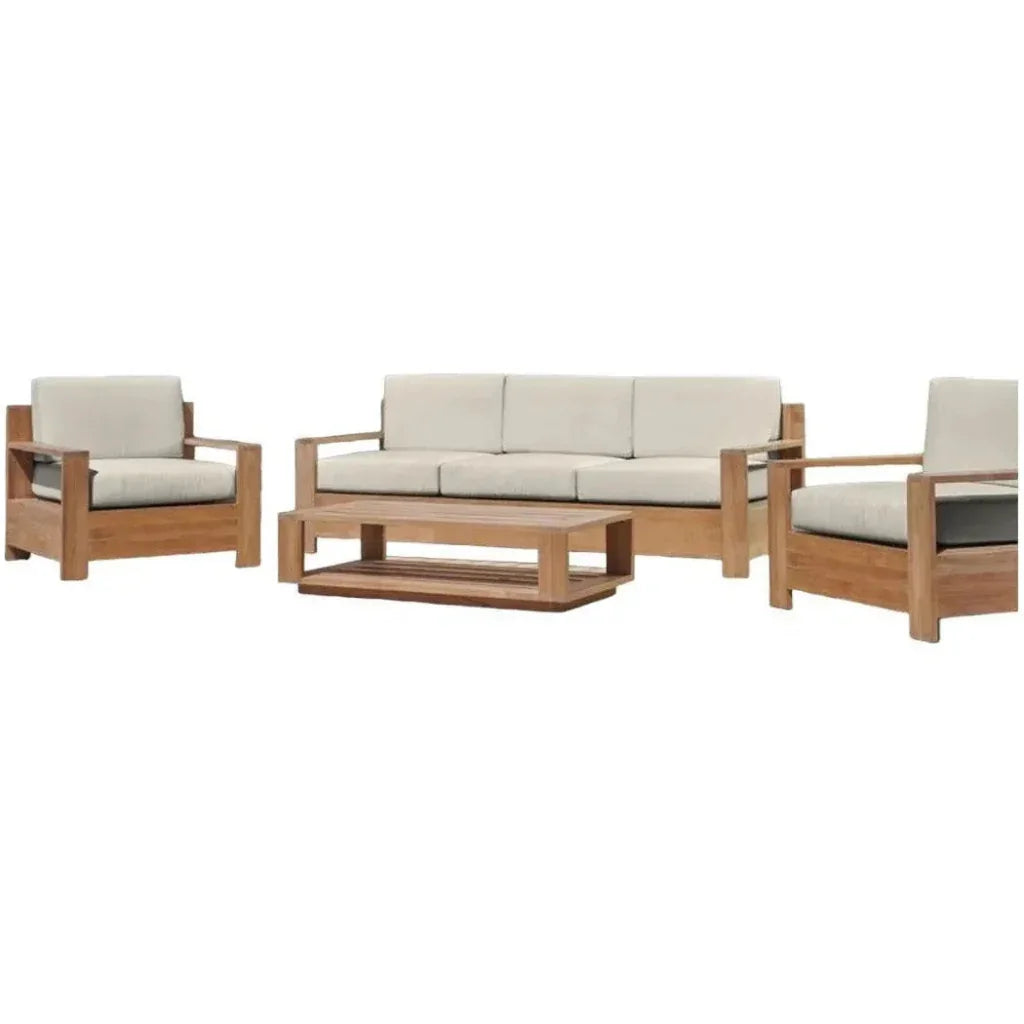 Qube 4PC Teak Outdoor Patio Deep Set Sunbrella Cushion -- view 8