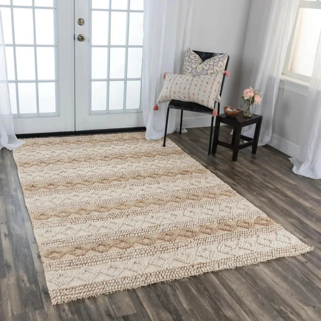 Addy Stripe Tan Area Rugs For Living Room -- tan