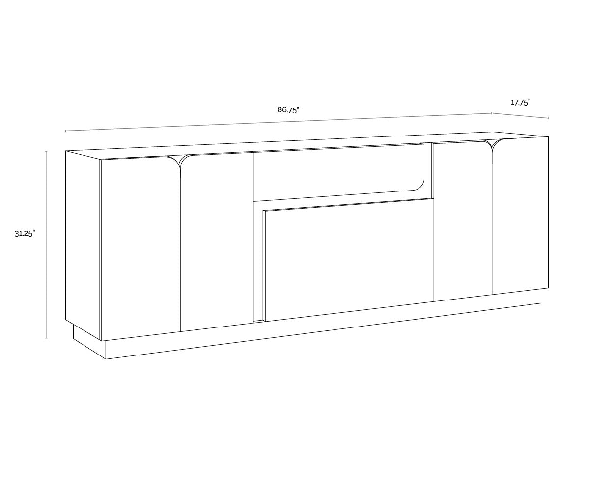 Arezza Sideboard Solid Oak Wood With Adjustable Shelving