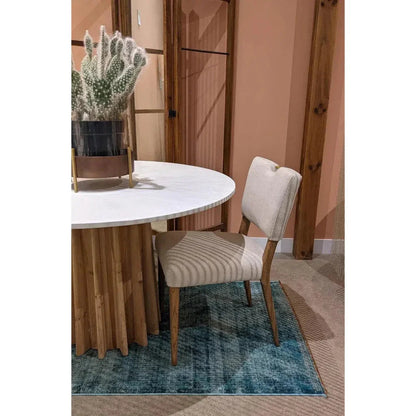 Round Beige & White Dining Table Concrete -- view 5