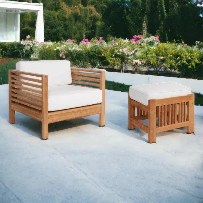Soleil 2PC Teak Outdoor Lounge Set Sunbrella Cushion -- view 3