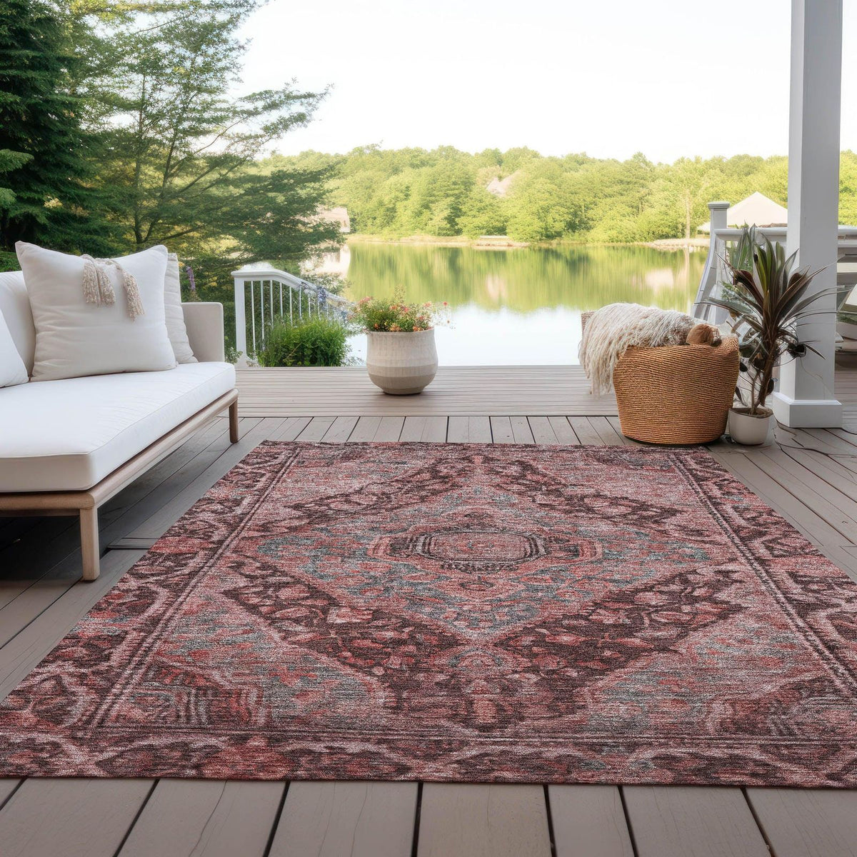 Kaelanor Orange Washable Indoor-Outdoor Rug -- view 3