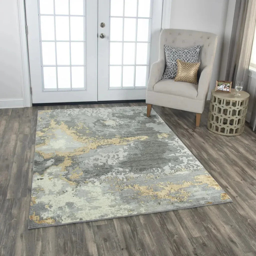 Adva Abstract Gray Large Area Rugs For Living Room -- gray