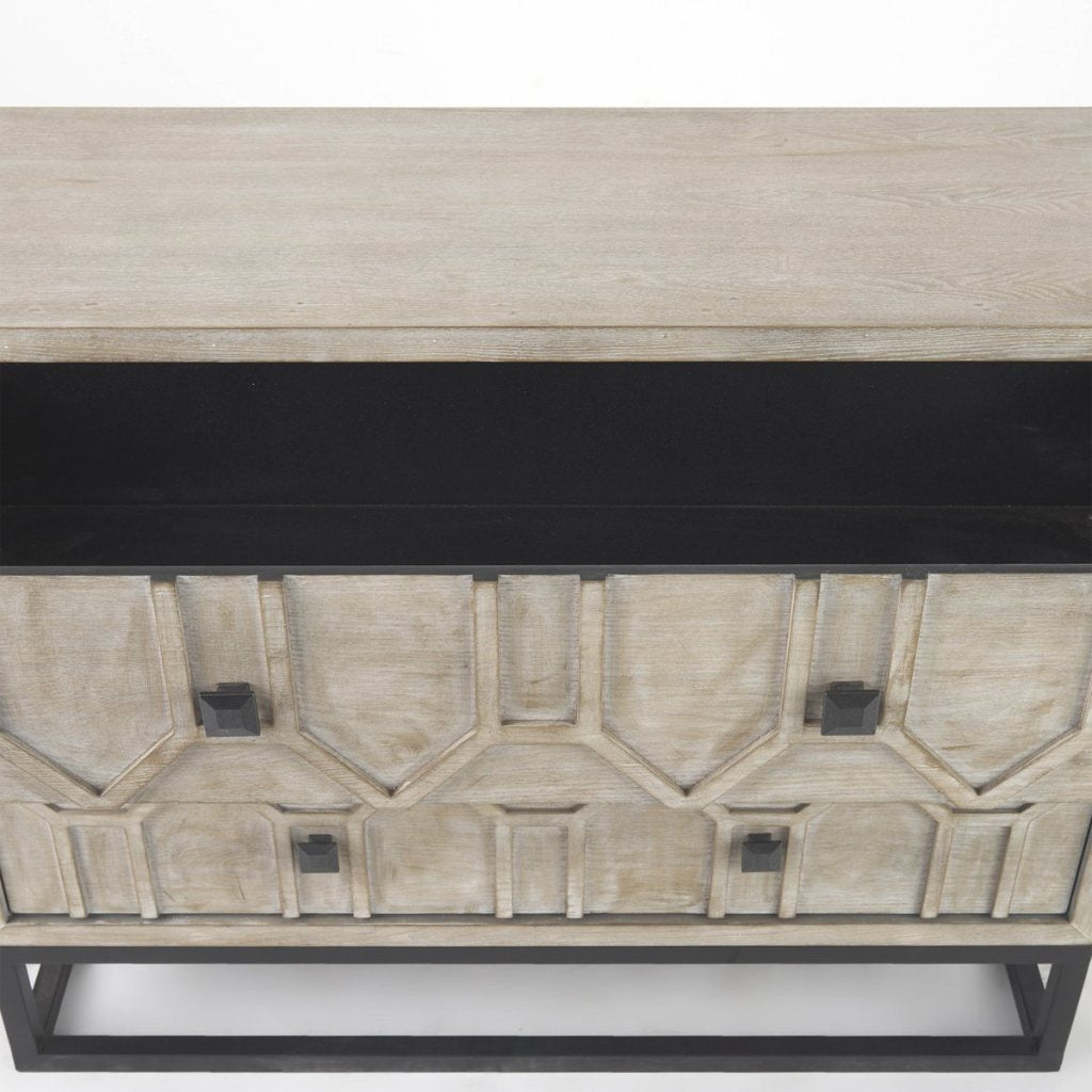 Genevieve I 39"W Light Brown Fir Veneer 3-Drawer Accent Cabi -- White/Light Brown