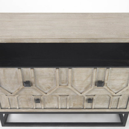 Genevieve I 39"W Light Brown Fir Veneer 3-Drawer Accent Cabi -- White/Light Brown