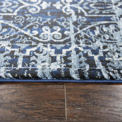 Dors Scroll Work Blue Kitchen Hallway Runner Rug - LOOMLAN - LOOMLAN - Area Rugs