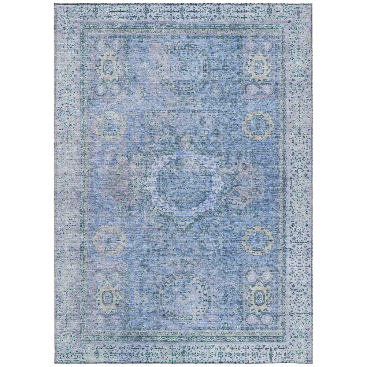 Irias Blue Washable Indoor-Outdoor Rug