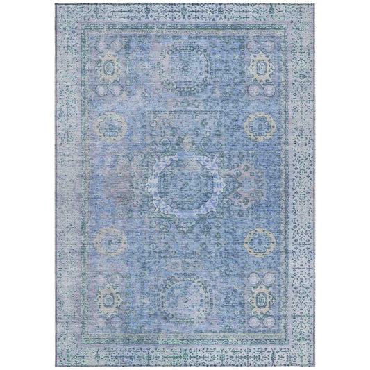 Irias Blue Washable Indoor-Outdoor Rug