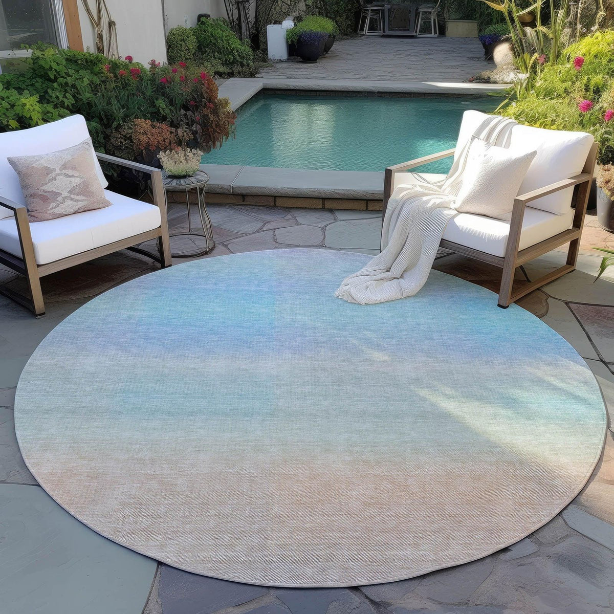Haelor Sky Washable Indoor-Outdoor Rug