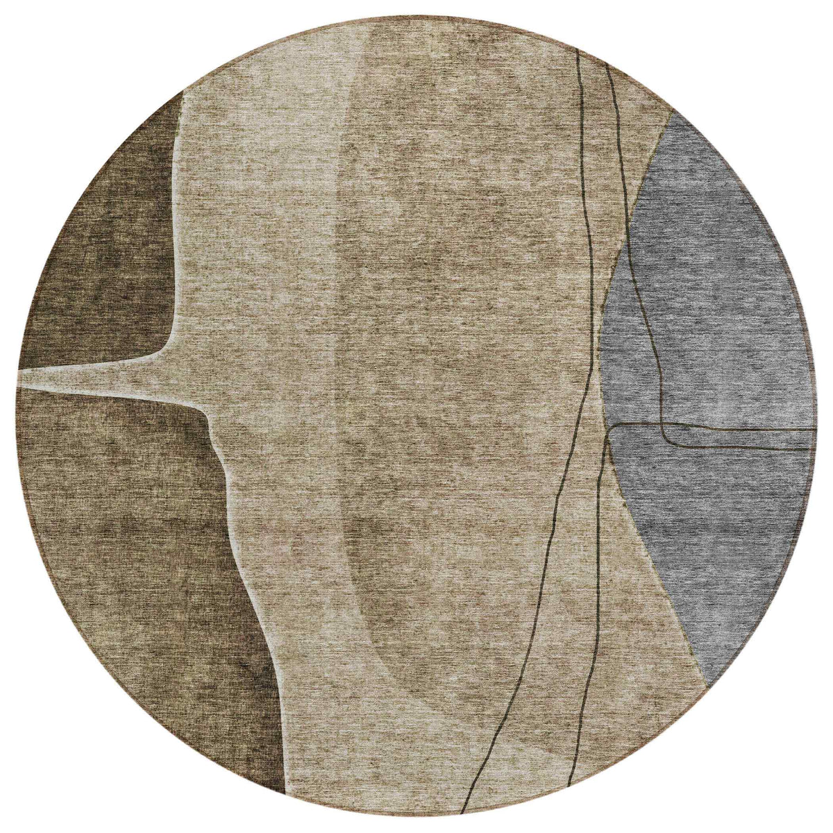 Modern Brown Washable Indoor-Outdoor Rug