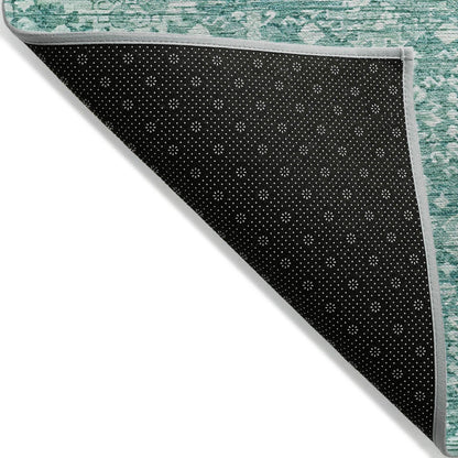 Laearis Teal Washable Indoor-Outdoor Rug