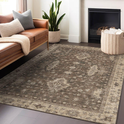 Iriaris Brown Washable Indoor-Outdoor Rug -- brown